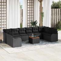 Garden Sofa Set 11 pcs Black