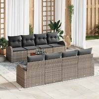 Garden Sofa Set with Storage 9 pcs Grey Poly Rattan