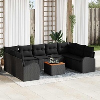 Garden Sofa Set 10 pcs Black