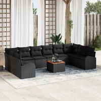Garden Sofa Set 11 pcs Black