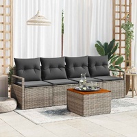 Garden Sofa Set with Storage 5 pcs Grey Poly Rattan