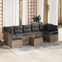Garden Sofa Set with Storage 8 pcs Grey Poly Rattan