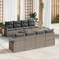 Garden Sofa Set with Storage 9 pcs Grey Poly Rattan