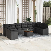 Garden Sofa Set 11 pcs Black