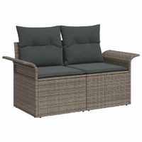 Garden Sofa Set with Cushion 6 pcs Grey Poly rattan