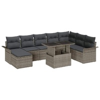 Garden Sofa Set 9 pcs Grey Poly Rattan and Powder-Coated Steel