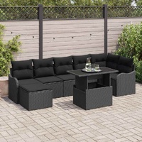 Garden Sofa Set with Cushion 8 pcs Black Poly rattan