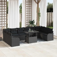 Garden Sofa Set 11 pcs Black 100 x 55 x 73 cm Poly rattan