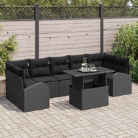 Garden Sofa Set with Cushion Manual 8 pcs Black Poly Rattan