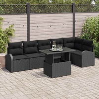 Garden Sofa Set Manual 7 pcs Black 100 x 55 x 73 cm Poly rattan