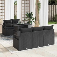 Garden Sofa Set with Storage 6 pcs Black Poly rattan