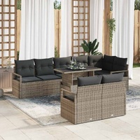 Garden Sofa Set with Cushion 9 pcs Grey Poly rattan