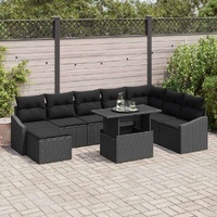 Garden Sofa Set 9 pcs Black Poly Rattan and Powder-Coated Steel