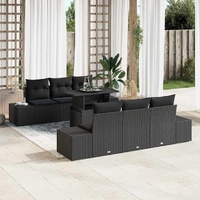 Garden Sofa Set with Cushion 7 pcs Black 100 x 55 x 73 cm