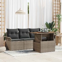 Garden Sofa Set with Storage 5 pcs Grey Poly rattan