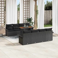 Garden Sofa Set with Storage 9 pcs Black Poly rattan