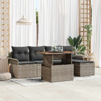 Garden Sofa Set with Storage 6 pcs Grey Poly rattan