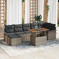 Garden Sofa Set with Storage 8 pcs Grey Poly rattan