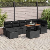 Garden Sofa Set with Storage 8 pcs Black Poly rattan