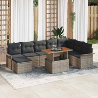 Garden Sofa Set with Storage 9 pcs Grey Poly rattan