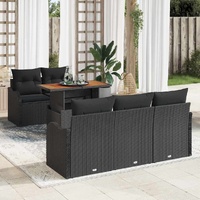 Garden Sofa Set with Storage 6 pcs Black Poly rattan