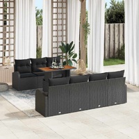 Garden Sofa Set with Storage 8 pcs Black Poly rattan
