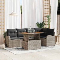 Garden Sofa Set with Storage 6 pcs Grey Poly rattan