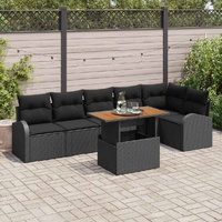 Garden Sofa Set with Storage 7 pcs Black Poly rattan