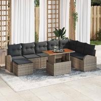 Garden Sofa Set with Storage 9 pcs Grey Poly rattan