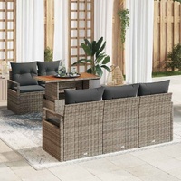 Garden Sofa Set with Storage 6 pcs Grey Poly rattan
