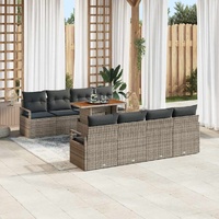 Garden Sofa Set with Storage 9 pcs Grey Poly rattan