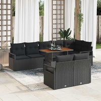 Garden Sofa Set with Storage 9 pcs Black Poly rattan