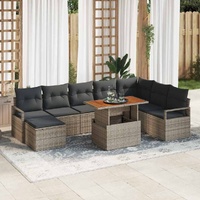 Garden Sofa Set with Storage 9 pcs Grey Poly rattan