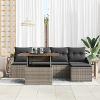 Garden Sofa Set with Storage 6 pcs Grey Poly rattan