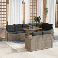 Garden Sofa Set with Storage 9 pcs Grey Poly rattan