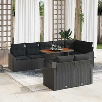 Garden Sofa Set with Storage 9 pcs Black Poly rattan
