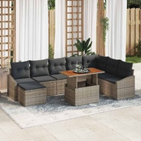 Garden Sofa Set with Storage 9 pcs Grey Poly rattan