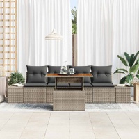 Garden Sofa Set with Storage 5 pcs Grey Poly rattan