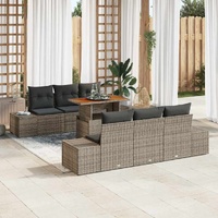 Garden Sofa Set with Storage 7 pcs Grey Poly rattan