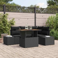 Garden Sofa Set with Storage 5 pcs Black Poly rattan