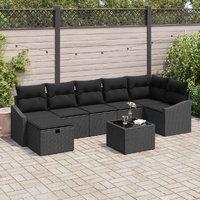 Garden Sofa Set with Cushion 8 pcs Black Poly rattan