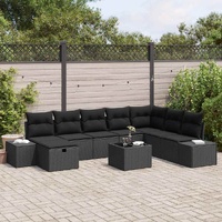 Garden Sofa Set with Cushion 9 pcs Black Poly rattan