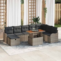 Garden Sofa Set with Cushion 9 pcs Grey Poly rattan