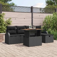 Garden Sofa Set with Cushion 6 pcs Black Poly rattan