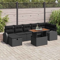 Garden Sofa Set with Cushion 8 pcs Black Poly rattan