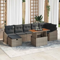 Garden Sofa Set with Cushion 8 pcs Grey Poly rattan