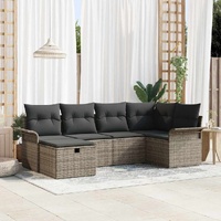 Garden Sofa Set with Cushion 6 pcs Grey Poly rattan