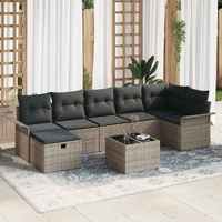 Garden Sofa Set with Cushion 8 pcs Grey Poly rattan