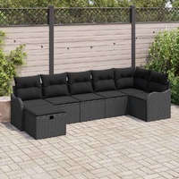 Garden Sofa Set with Cushion 7 pcs Black Poly rattan