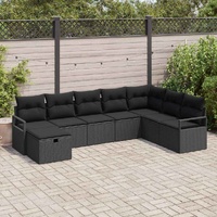 Garden Sofa Set 8 pcs Black Poly rattan
